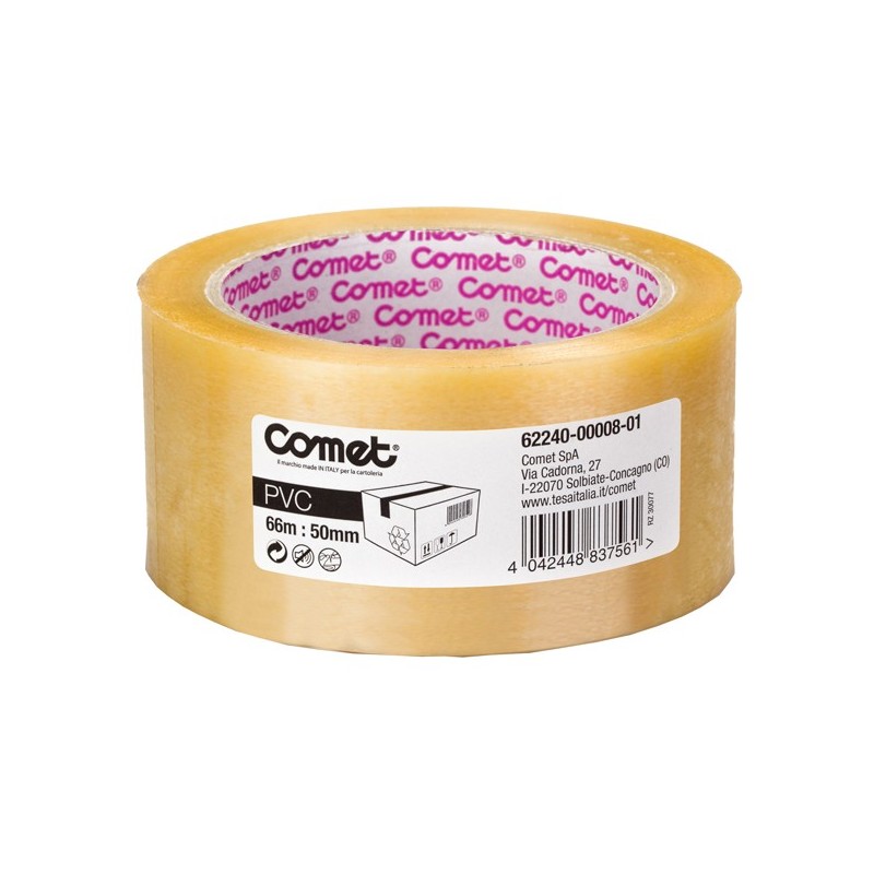 Nastro adesivo 5 cm x 66 m PVC trasparente Comet