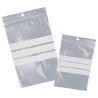 Sacchetto zip con bande scrivibili e foro 100 x 150 mm 50 micron PE Viva conf. 100 pezzi