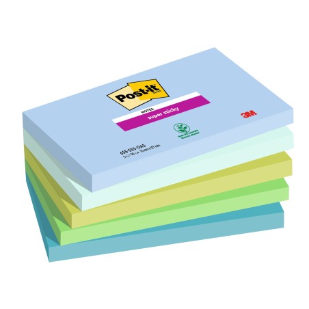 Blocco Post it® Super Sticky 6555SS OAS 76 x 127 mm colori Oasis 90 fogli Post it® conf. 5 pezzi