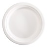 Piatto piano monouso rotondo diametro 18 cm canna da zucchero bianco Signor Bio conf. 50 pezzi