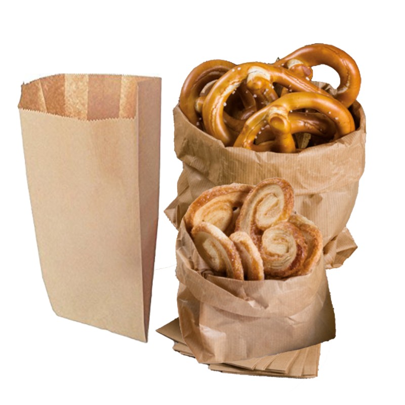 Sacchetti carta kraft 17x34 cm soffietti laterali 6 cm 45 gr avana Rex Sadoch conf. 100 pezzi