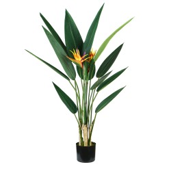 Pianta ornamentale Sterlizia artificiale 12 foglie e 2 fiori 120 cm PE King Collection