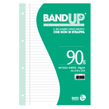 Ricambi BandUp forati rinforzati A4 1 rigo con margine 40 fogli 90gr BM
