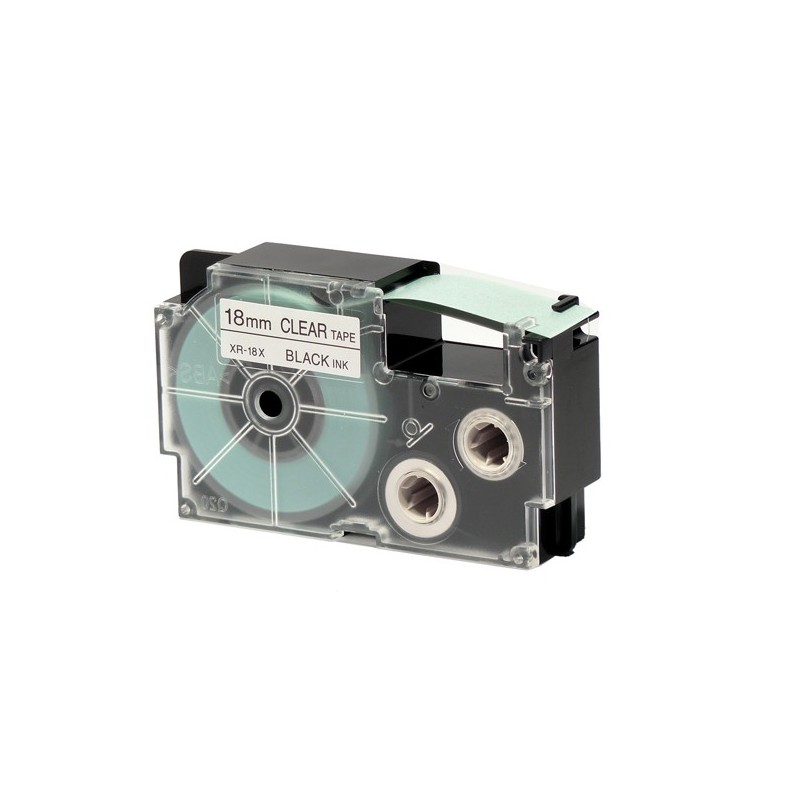 Nastro 18 mm x 8 mt nero/trasparente Casio