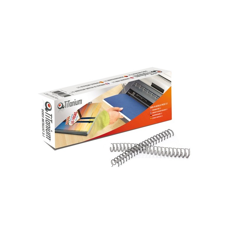 Dorsi spirale metallo 34 anelli passo 3:1 8 mm bianco Titanium scatola 50 pezzi