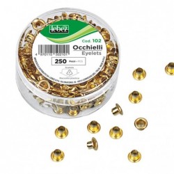 Occhielli ottonati per occhiellatrice diametro 5 mm oro Lebez conf. 250 pezzi