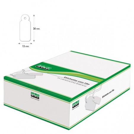 Etichette con filo A386 13 x 34 mm bianco Lebez conf. 1000 pezzi