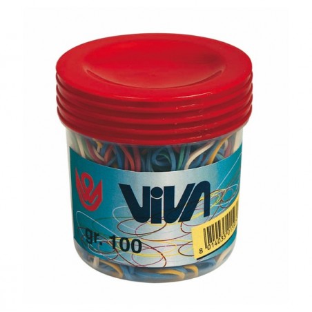 Elastici ad anello misure e colori assortiti barattolo 100 gr gomma Viva