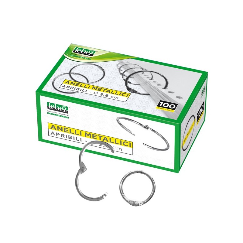 Anelli metallici 3,5 cm per rilegatura Lebez conf. 100 pezzi