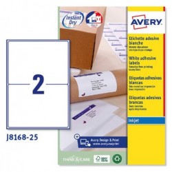 Etichette adesive J8168 in carta angoli arrotondati inkjet permanenti 199,6 x 143,5 mm 2 et/fg 25 fogli bianco Avery