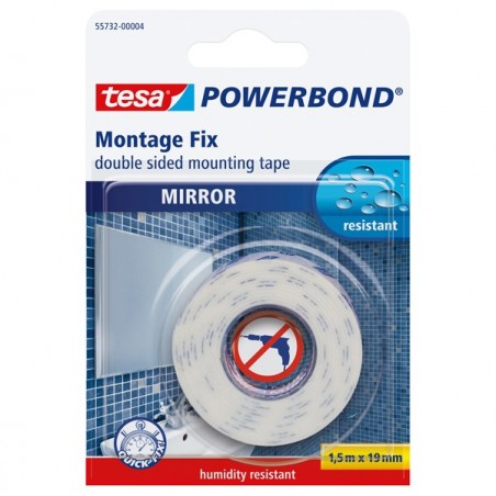 Nastro biadesivo Tesa Powerbond per specchi 1,9 cm x 1,5 m bianco Tesa blister 1 pezzo