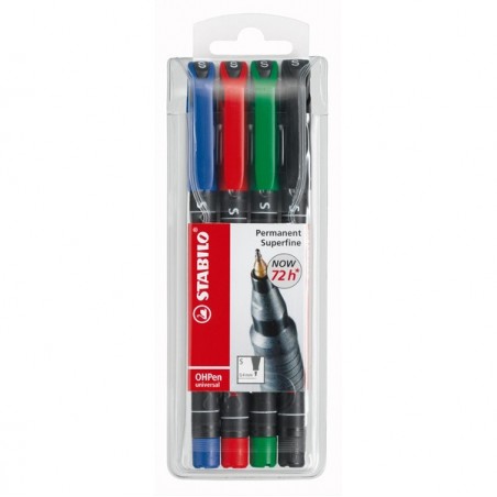 Pennarelli OHPen 841 universal permanente punta superfine 0,4mm astuccio 4 colori Stabilo