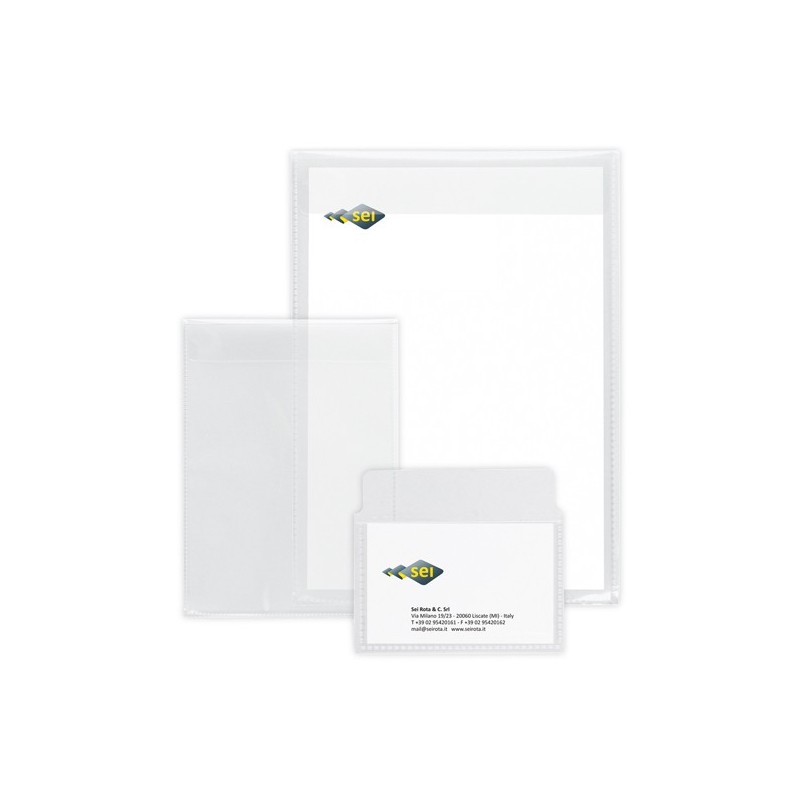 Buste con patella Soft P PPL 7,5x11 cm liscio trasparente Sei Rota conf. 25 pezzi