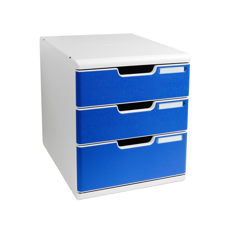 Cassettiera Modulo A4 28,8 x 32 x 35 cm 3 cassetti grigio/blu Exacompta