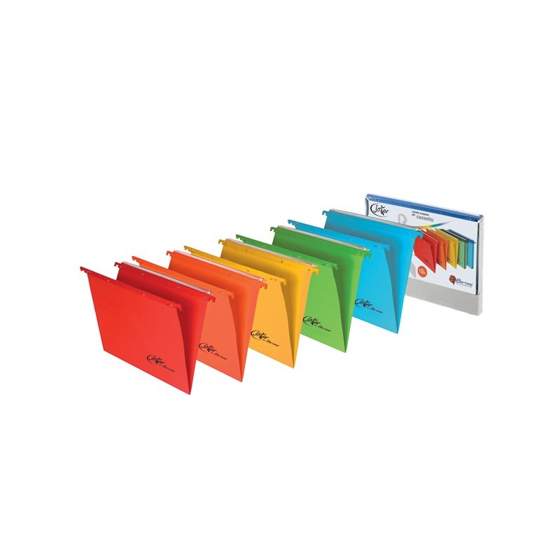 Cartelle sospese Joker cassetto interasse 39 cm fondo V 37x25 cm colori assortiti Bertesi conf. 10 pezzi