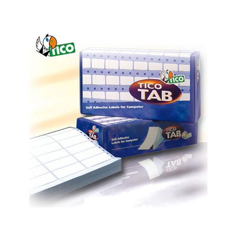 Etichette adesive a modulo continuo TAB 1 in carta corsia singola permanenti 72 x 36,2 mm 8 et/fg 500 fogli bianco Tico