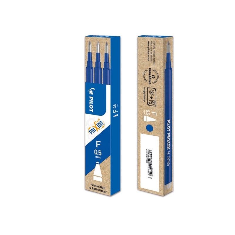 Refill sfera a scatto Frixionball Clicker punta 0,5mm blu Pilot conf. 3 pezzi