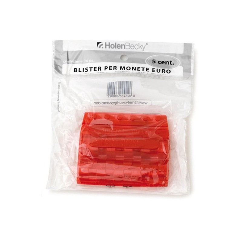 Portamonete PVC 5 cent rosso HolenBecky blister 20 pezzi