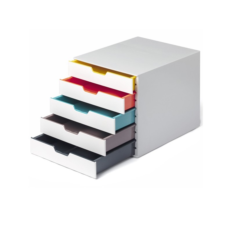 Cassettiera 5 cassetti colorati bianco ghiaccio cassetti 5 cm Durable