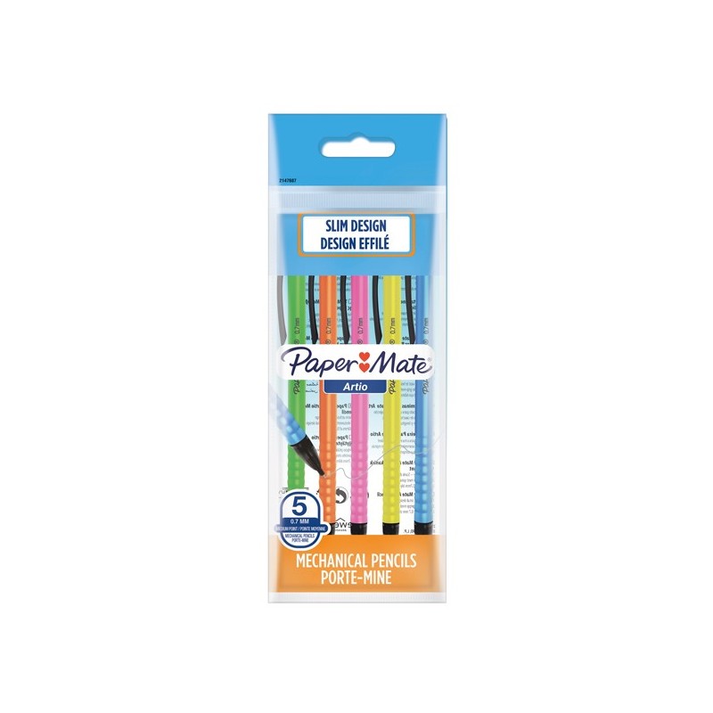 Portamine usa e getta Artio 0.7 mm HB colori assortiti Papermate conf.5 pezzi