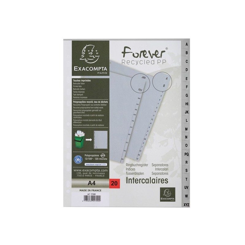 Intercalare alfabetico PPL riciclato A4 AZ grigio Exacompta