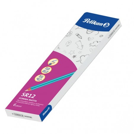 Gomma matita SR12 caucciù/legno laccato Pelikan conf. 6 pezzi