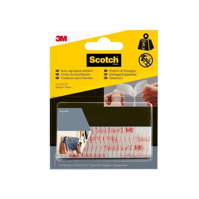 Sistema di fissaggio Dual Lock™ 2,5 x 7,6 cm trasparente 3M blister 2 coppie