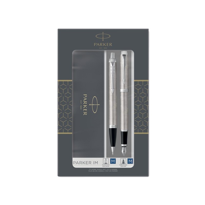 Gift Set DUO - IM stainless steel sfera + stilografica - punta media - Parker
